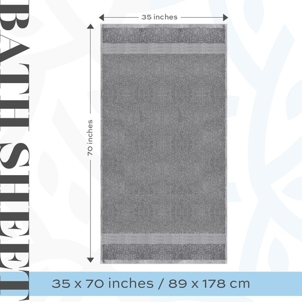 dimension image slide 15 of 19, White Classic Luxury Cotton Oversized Bath Sheet 35x70 - Set of 2