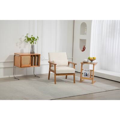 Mid-Century Modern Corduroy Accent Chair with Support Pillow, Set of 1
