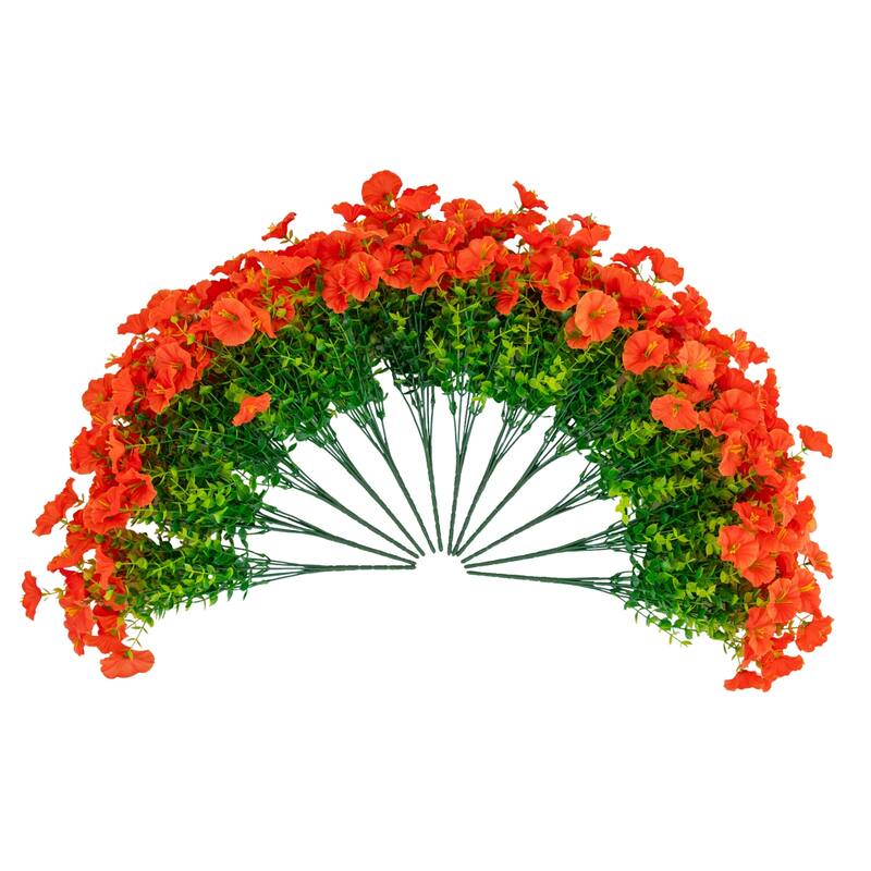 14-in UV Resistant Artificial Morning Glory Bush - Set of 12