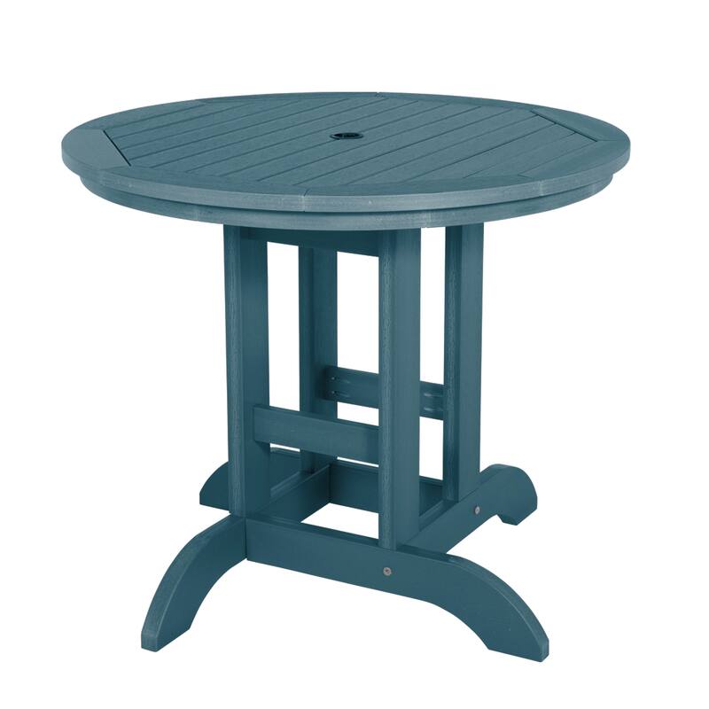 HIGHWOOD 36" Round Dining Height Outdoor Table - Nantucket Blue