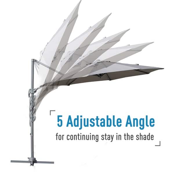 Shop Outsunny 10 Hanging Tilt Offset Cantilever Patio Umbrella With Base Stand Uv Fade Fighting Canopy 360 Rotation Grey Overstock 31011485
