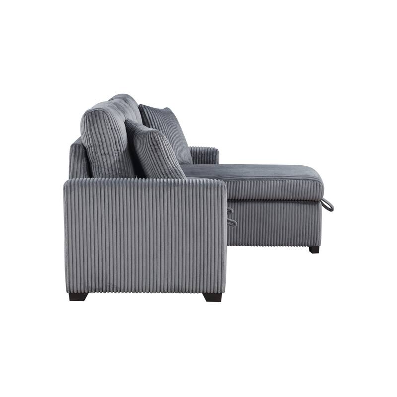 Jessenia Corduroy 3-Piece Reversible Sectional with Pull-out Bed