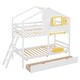 preview thumbnail 10 of 12, Twin over Twin Size Bunk Bed with 2 Drawers, 1 Small Box and Open Shelf, Solid Wood Bed with House Frame and Wood Slats