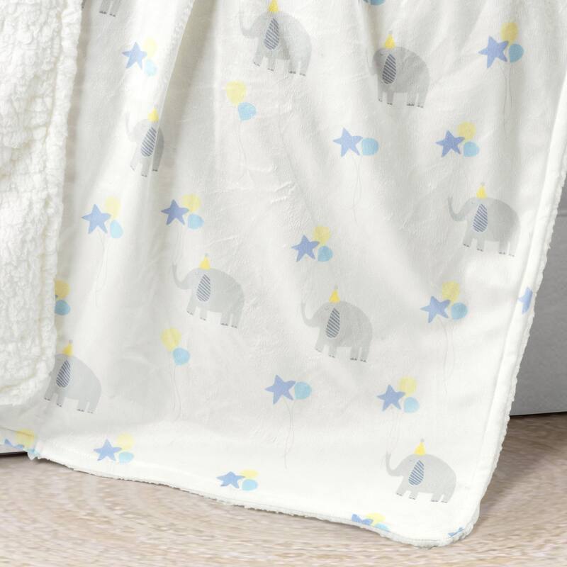 Lush Decor Baby Elephant Balloon Soft Sherpa Baby Blanket - 40" x 30"