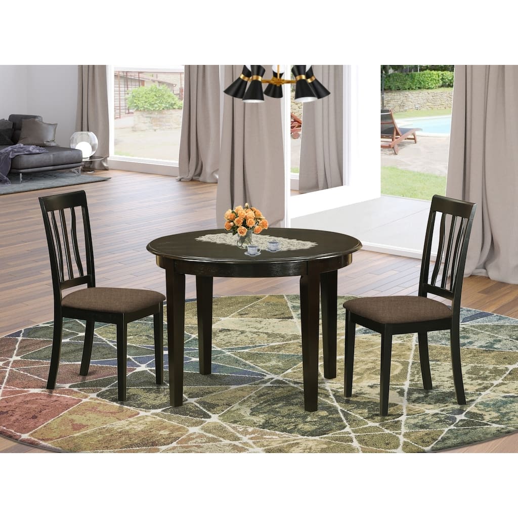 Round Dining Table Set - Small Kitchen Table with 4 Chairs - Asian Timber Construction
