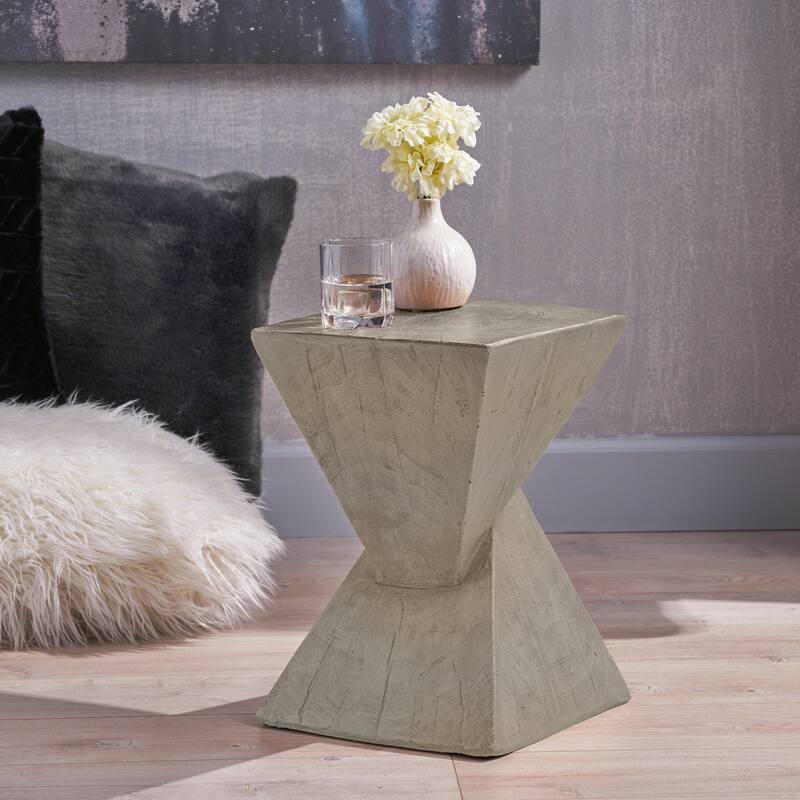 Roomfitters Modern Fluted Side Table, Stylish Round Pedestal End Table for Living Room, Bedroom, or Office - Light Gray