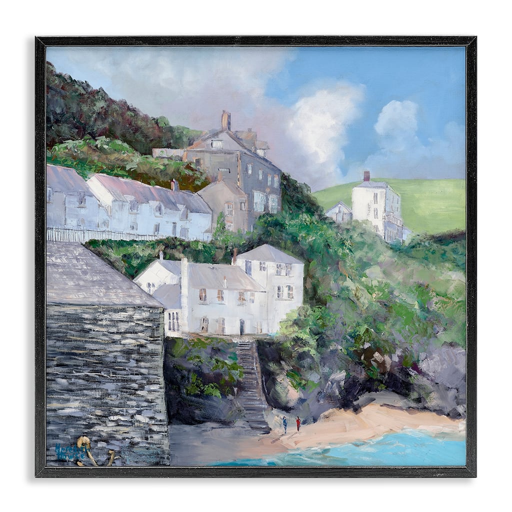 Stupell Coastal Village Beach Framed Giclee Art Design By Meredith Howse