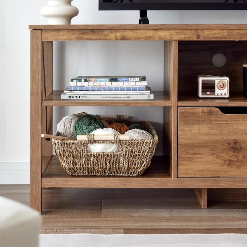 2-Pack Hand-Woven Storage Baskets with Wooden Handles, Wicker Basket for Organizing, Gift Choice