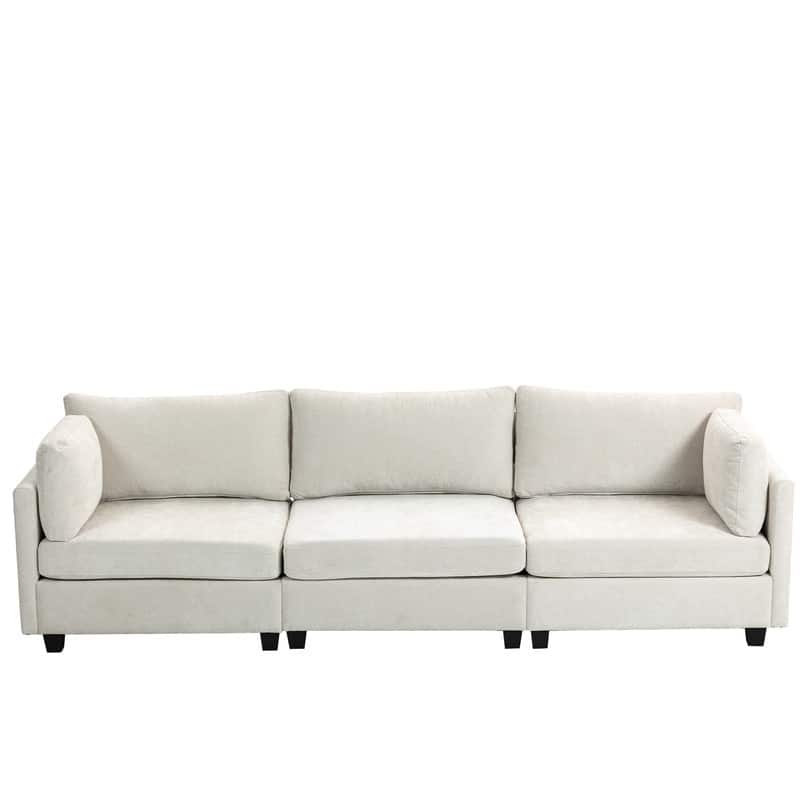 111.42" Chenille Upholstered Three Seater Sofa