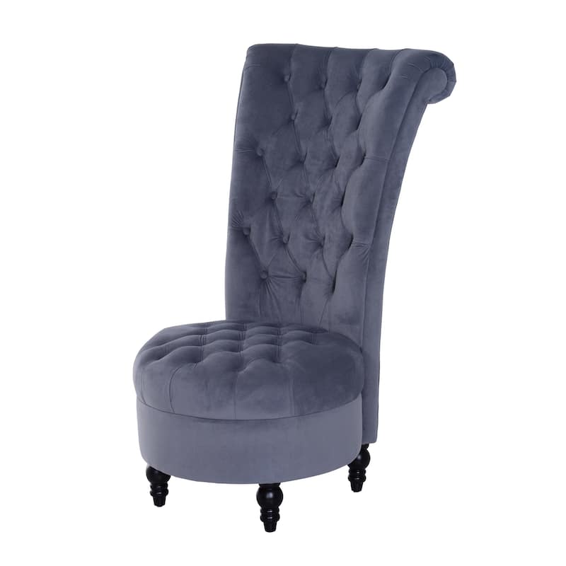 HOMCOM 45-inch Tufted High Back Velveteen Accent Chair - Dark Grey