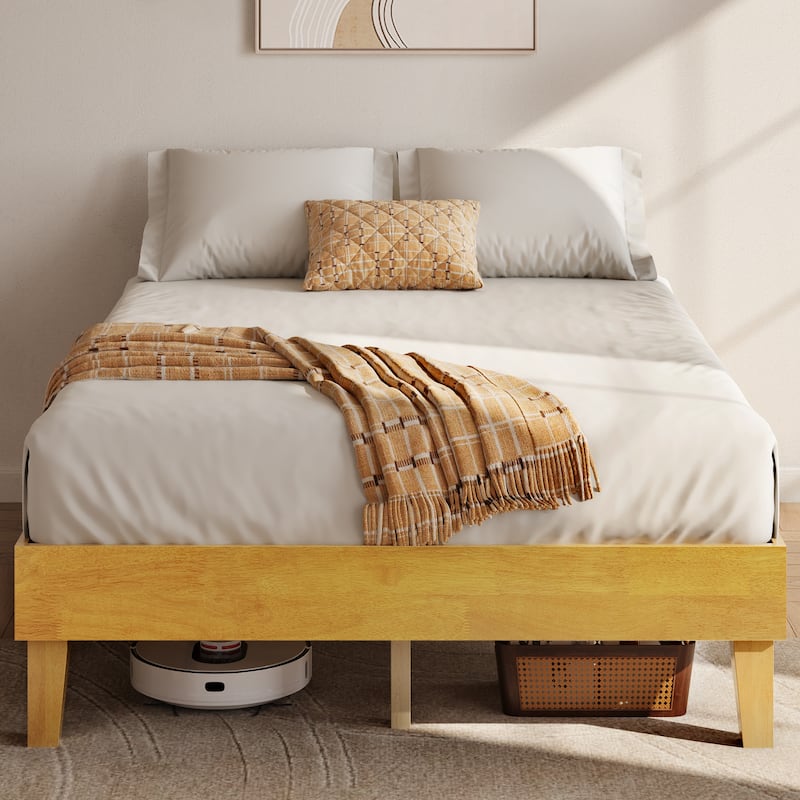 Yaheetech Wood Bed Frame Wooden Platform Bed Frame with Wood Slat Support - Natural Wood - Full
