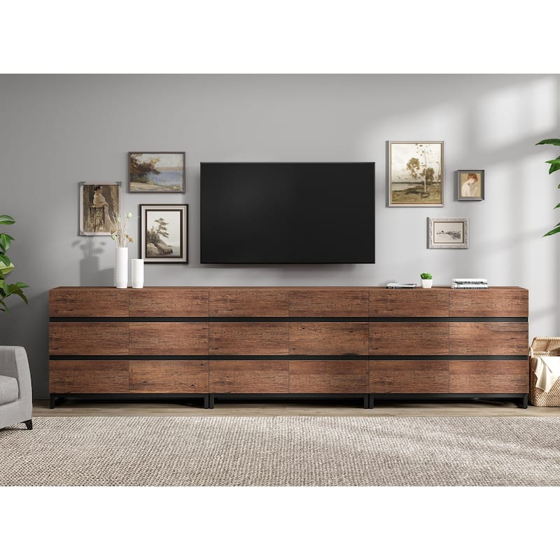 WAMPAT Modern TV Stand for TVs up to 110 inch, Entertainment Center with Drawers , Wood Media TV Console for Living Room