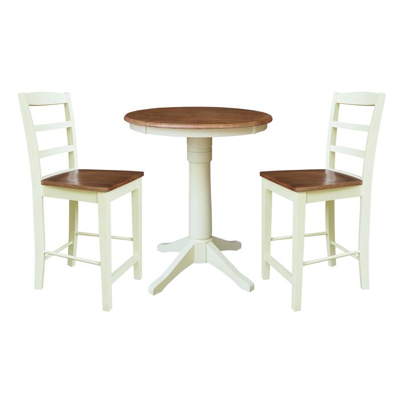 30" Round Top Pedestal Counter Height Table with Madrid Stools