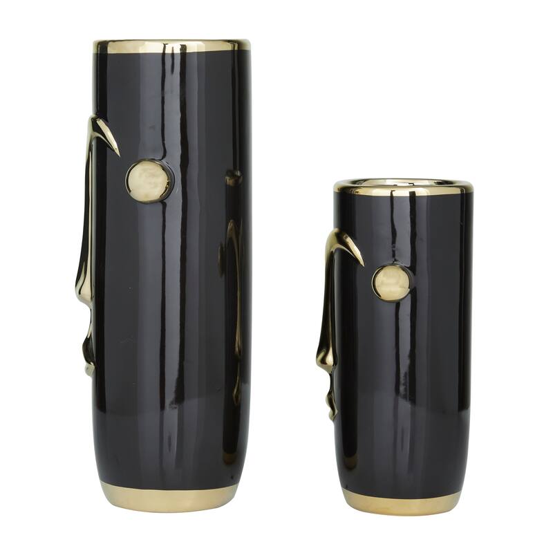 Ceramic Face Vase with Gold Details (Set of 2) - White or Black