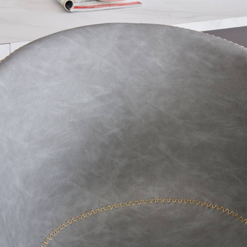 Roomfitters Adjustable Swivel Bar Stool, Mid-Century Modern PU Leather Counter Height Chair and Black Metal Base, Grey