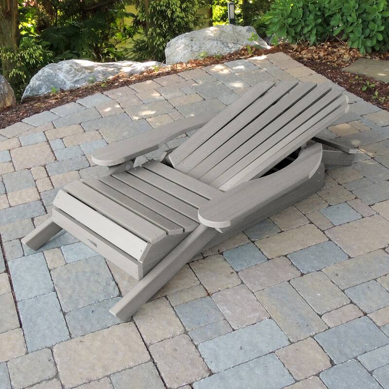 Eco-friendly Synthetic Wood Folding and Reclining Adirondack Chair