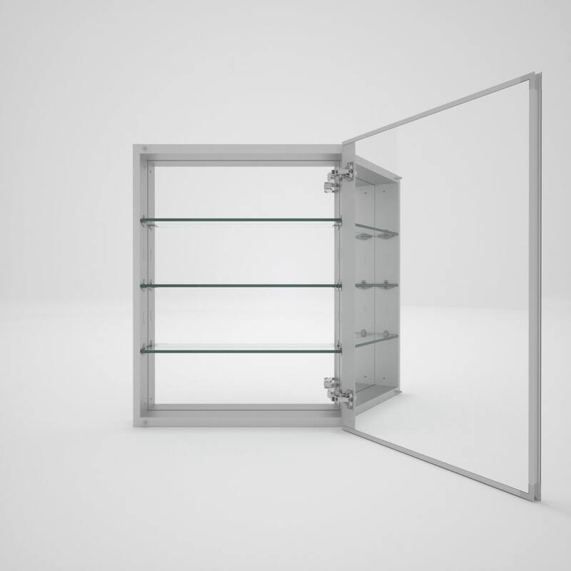 23" x 30" Rectangular Aluminum Surface Mount Medicine Cabinet with Mirror and Shelves - 23" x 30"
