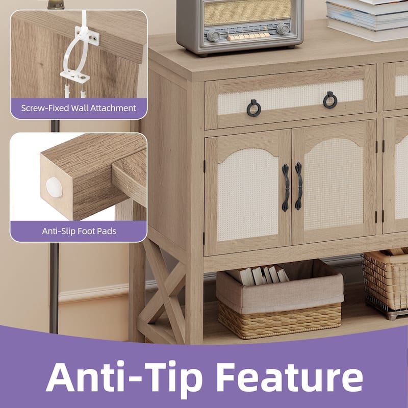Farmhouse Sideboard Cabinet with 2 Drawers and Ample Storage for Kitchen or Dining Room Organization