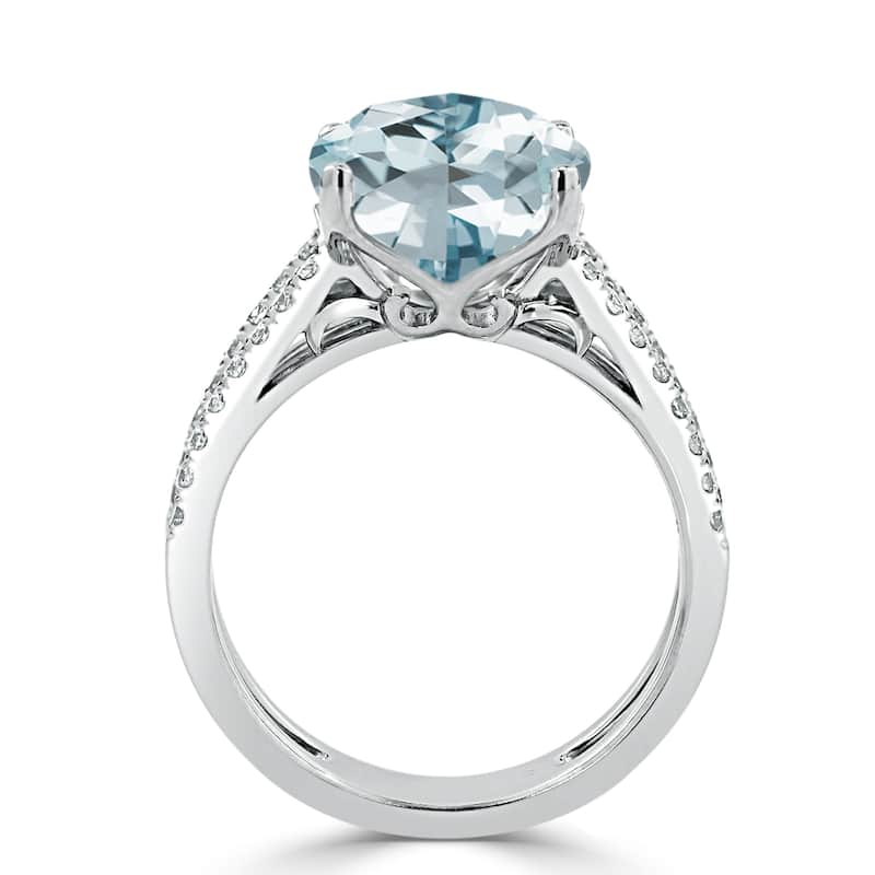 Auriya Modern 3ct Cushion-cut Aquamarine and Diamond Engagement Ring 1/4cttw 14k Gold