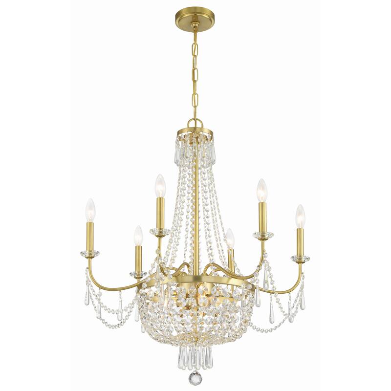 Haywood 9 Light Aged Brass Chandelier - 28"W x 32"H x 28"D