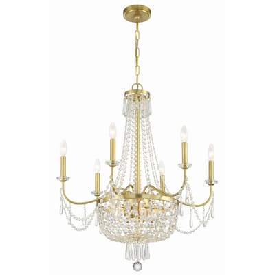 Haywood 9 Light Aged Brass Chandelier - 28"W x 32"H x 28"D