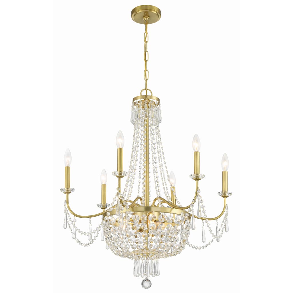 Haywood 9 Light Aged Brass Chandelier - 28"W x 32"H x 28"D