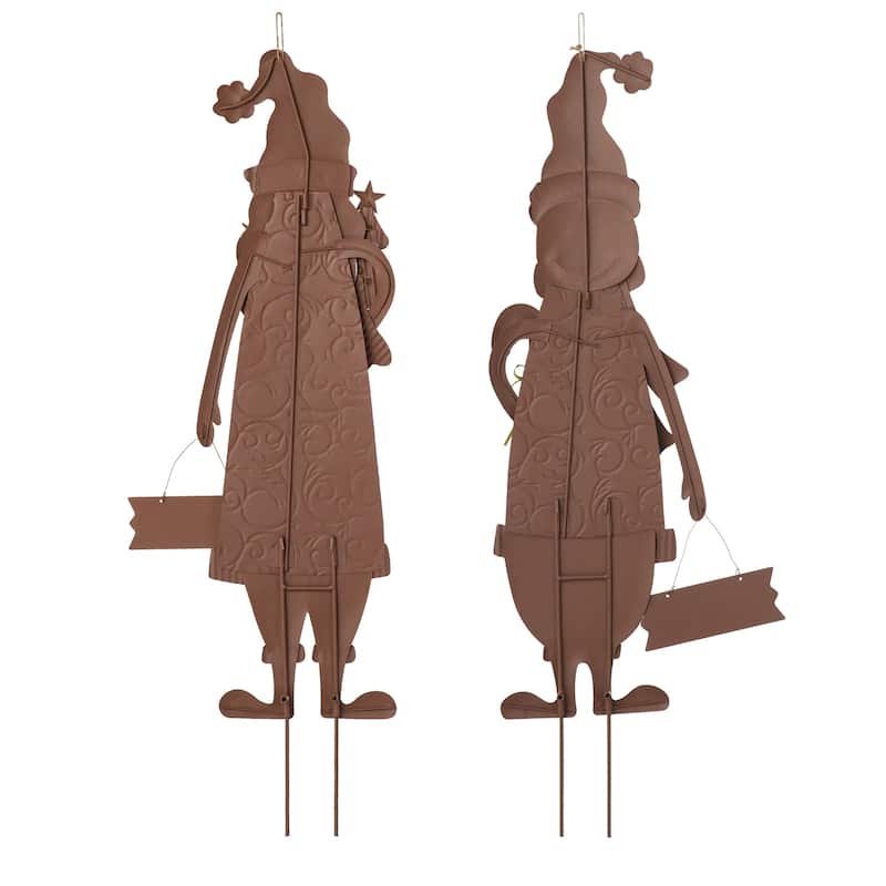 Glitzhome 36"H Metal Snowman or Santa Yard Stake Standing Decor Wall Decor