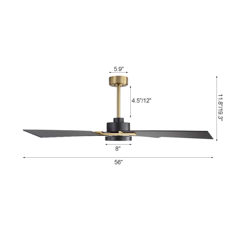 MLiAN 56 In./ 72 In. 4 Plywood Blades Indoor LED Light Ceiling Fan with Remote...