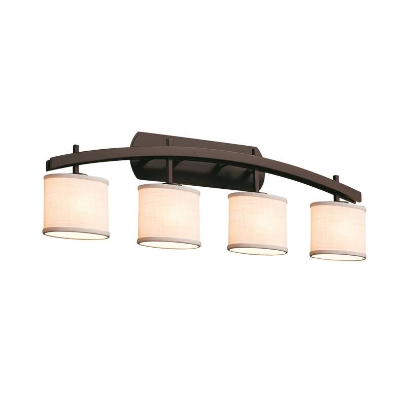 Justice Design Textile Archway 4-light Dark Bronze Bath Bar, White Oval Shade