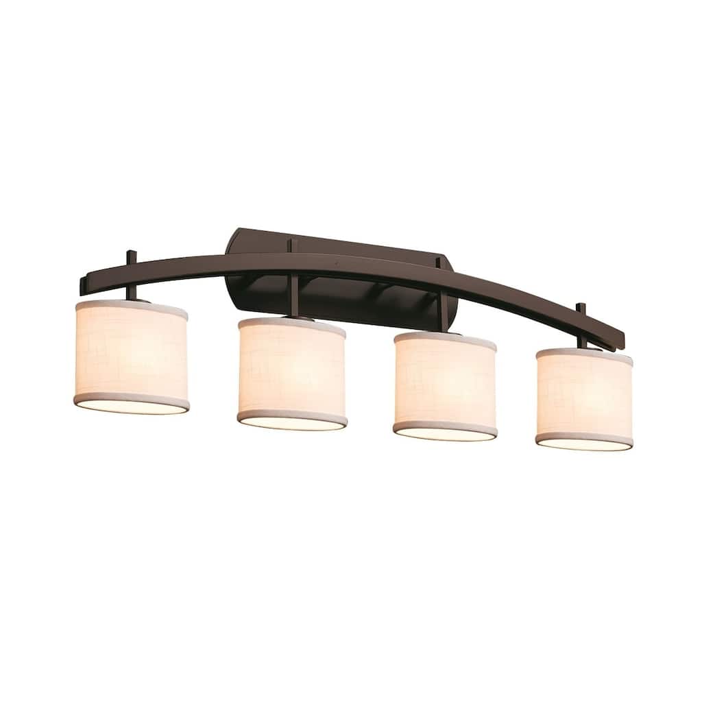 Justice Design Textile Archway 4-light Dark Bronze Bath Bar, White Oval Shade