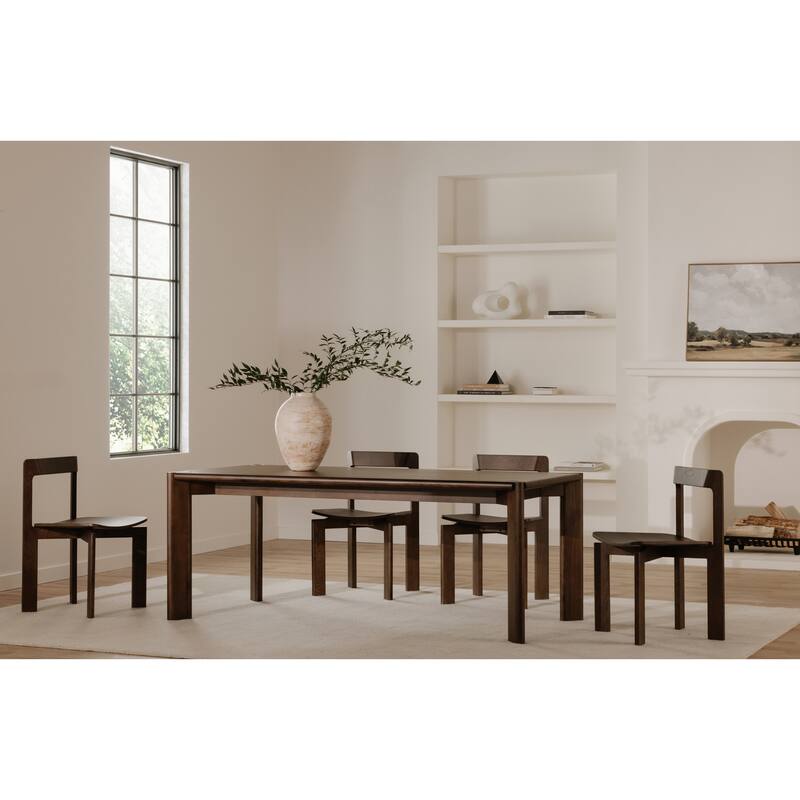 NADAAL STUDIOS Elowar Dining Chair, Solid Kiln-Dried White Ash Frame with Veneer Seat, Walnut Stained Ash - Set of 2
