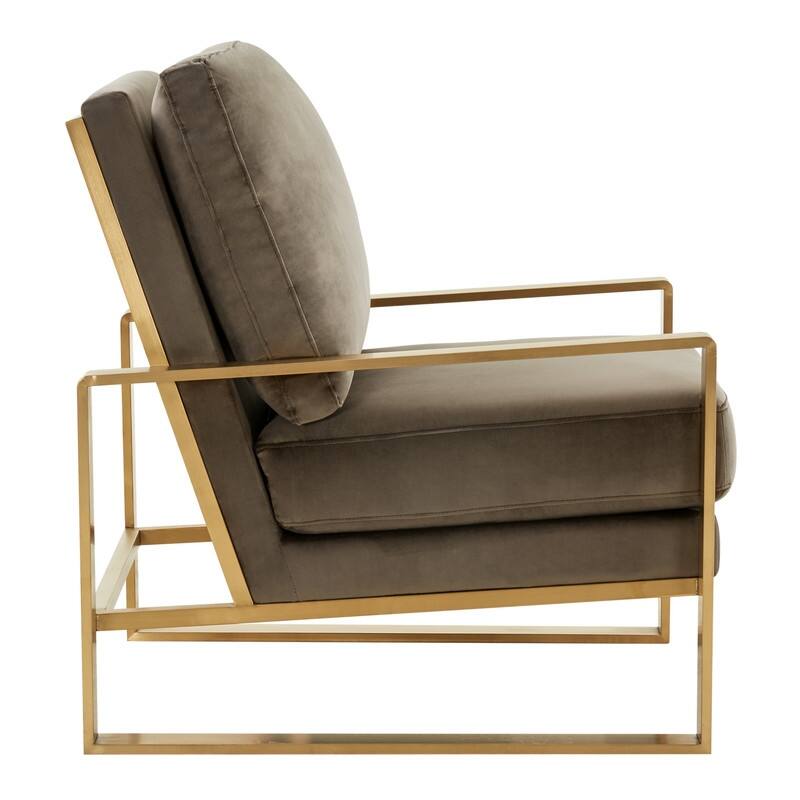 Jefferson Modern Velvet Accent Chair with Brushed Gold Frame, Removable Cushions, and Floor Protectors for Living Room or Office