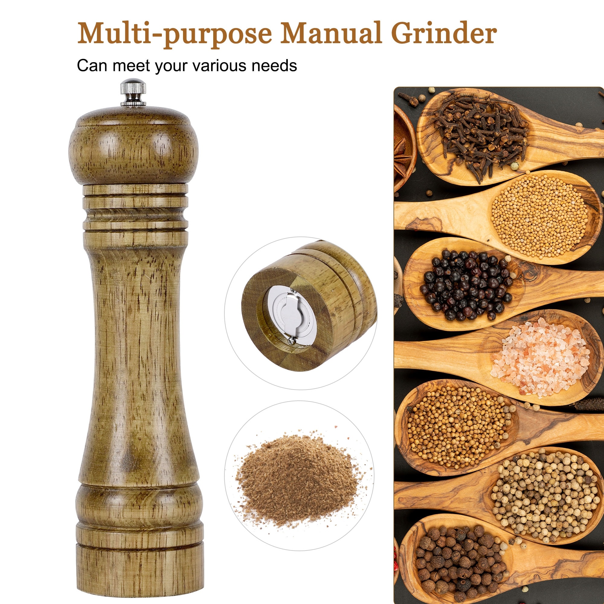 Manual Pepper Grinder Wooden Salt And Pepper Mills Multi-purpose