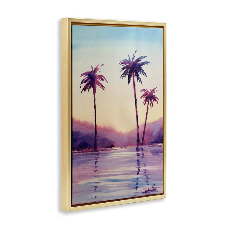 Stupell Purple Hued Palm Trees Framed Floater Canvas Wall Art Design By Stephanie Fielden