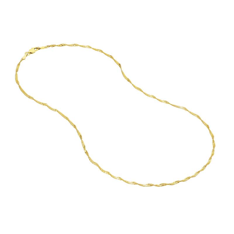 Curata 14k Yellow Gold Singapore Chain Necklace 1.7mm (Lobster)