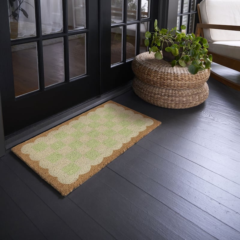 Checkerboard Scallop Geometric 18" x 30" Doormat - 18" x 30"