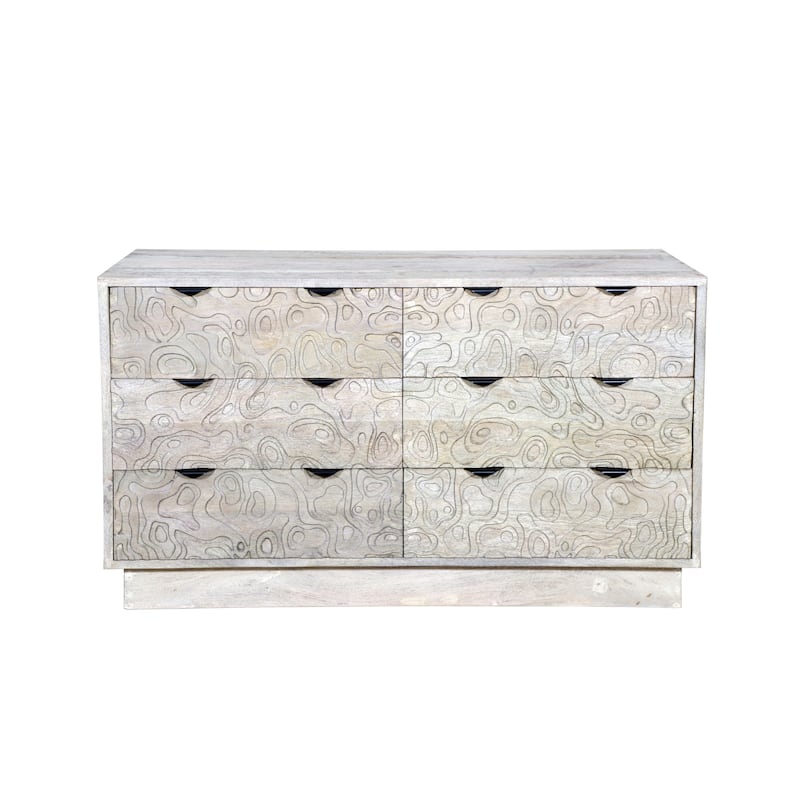 Solid Wood Carved Storage Dresser with 6 Drawers
