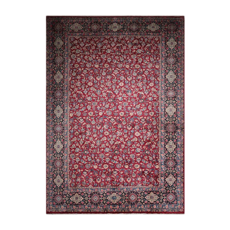 Hand Knotted Burgundy Persian Wool Traditional Oriental Area Rug - 13' x 18' 8''