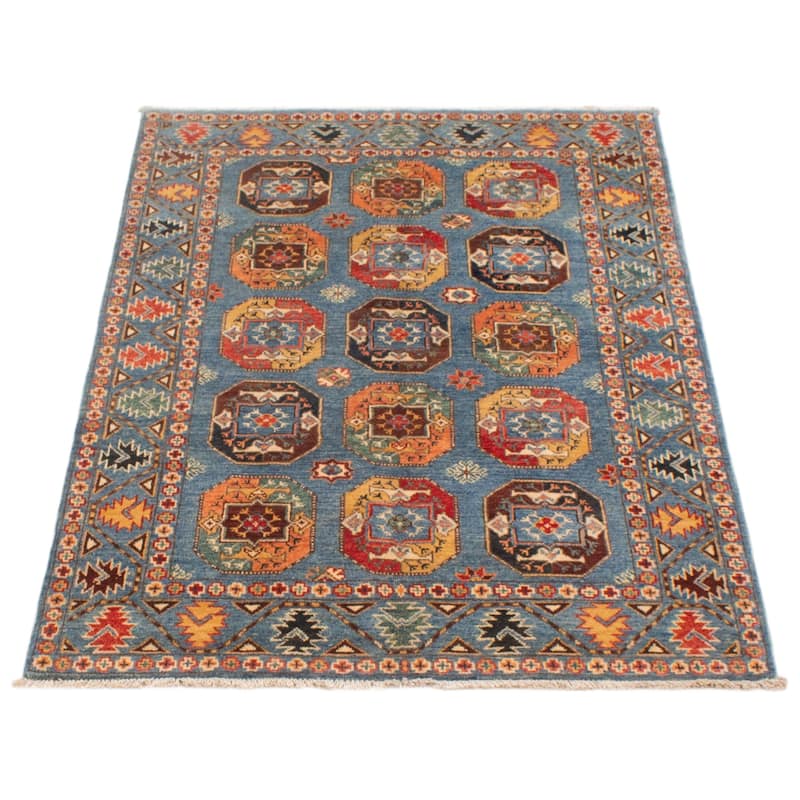 ECARPETGALLERY Hand-knotted Uzbek Ghazni Blue Wool Rug - 4'0 x 6'0