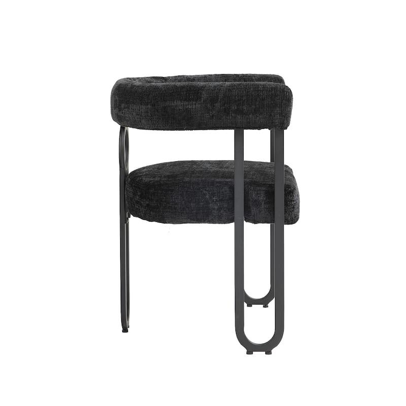 Chenille/Leather Upholstered Contemporary Designed Side Dining Chairs（set of 2）