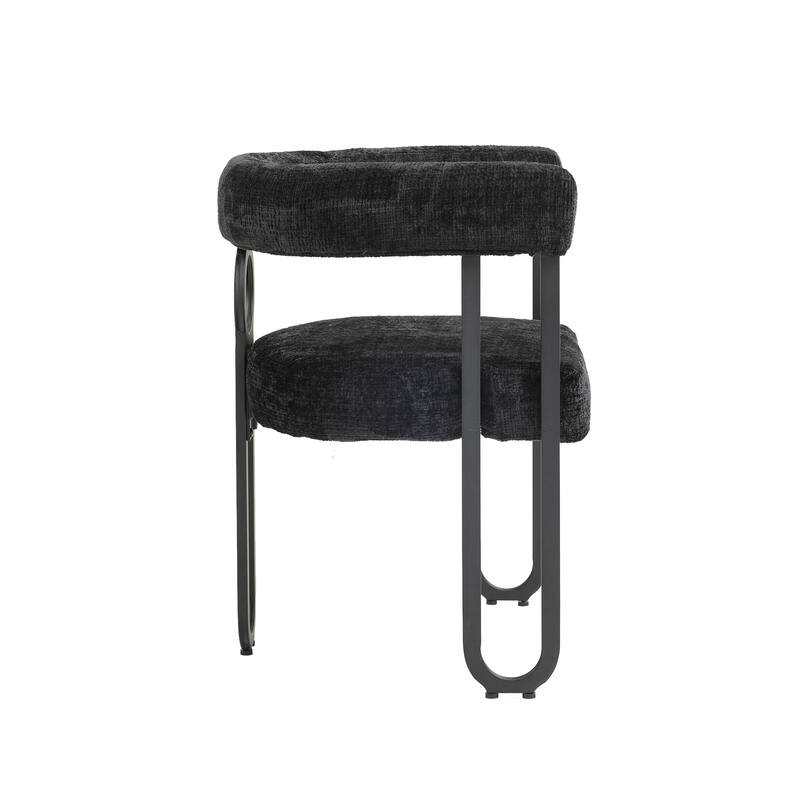 Mid-Century 2-Piece Barrel Side Chairs Dining Chair Armchair with Curved Backrest,Black