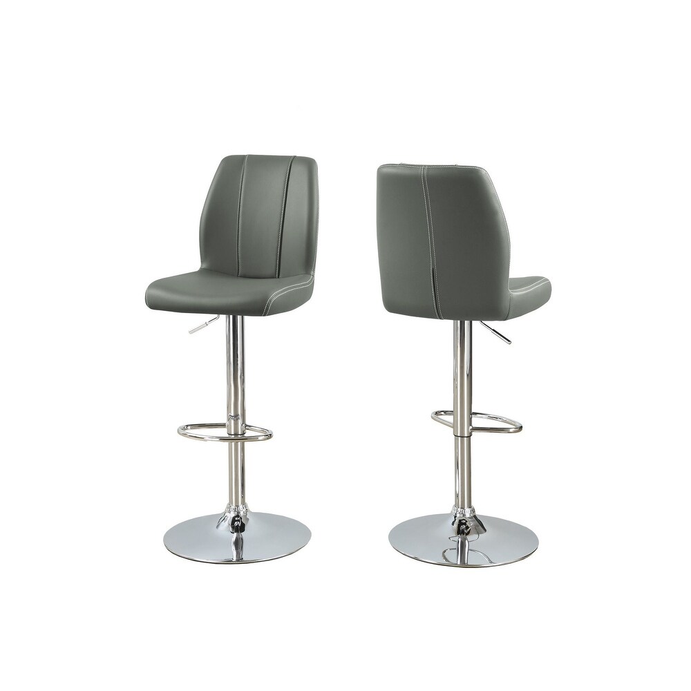 Overstock Set of 2 Gray Contemporary Upholstered Adjustable Barstools 44.5 inch (Grey)