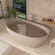 65 in. Freestanding Solid Surface Soaking Bathtub in Milk Coffee, Modern Spa Style with Center Drain