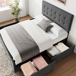 Bed Frame with 4 Storage Drawers - Bed Bath & Beyond - 40235445