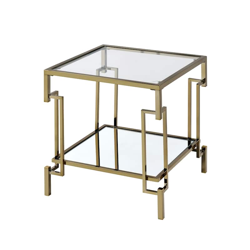 Yout Glam Glass Top 2-Piece Coffee Table Set with Shelf by Furniture of America