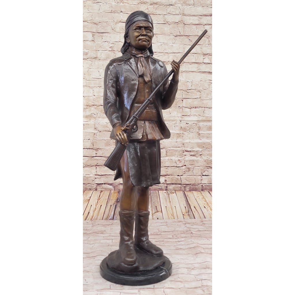 Hand Made Geronimo With Rifle By C.M Russell Bronze Sculpture Figurine
