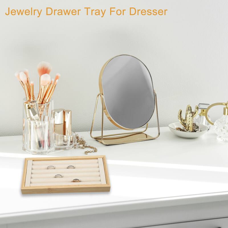 Bamboo Wood Ring Tray, Stackable Storage Jewelry Tray Showcase Display Organizer for Rings