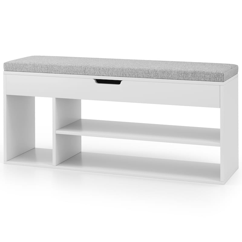 Gymax Shoe Bench Home Entryway Shoes Storage Bench w/ Padded Seat &