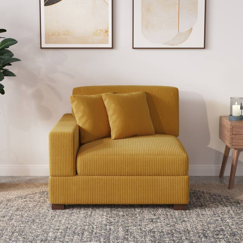 Upholstered Corduroy Modular Sectional Sofa with 2 throw pillows