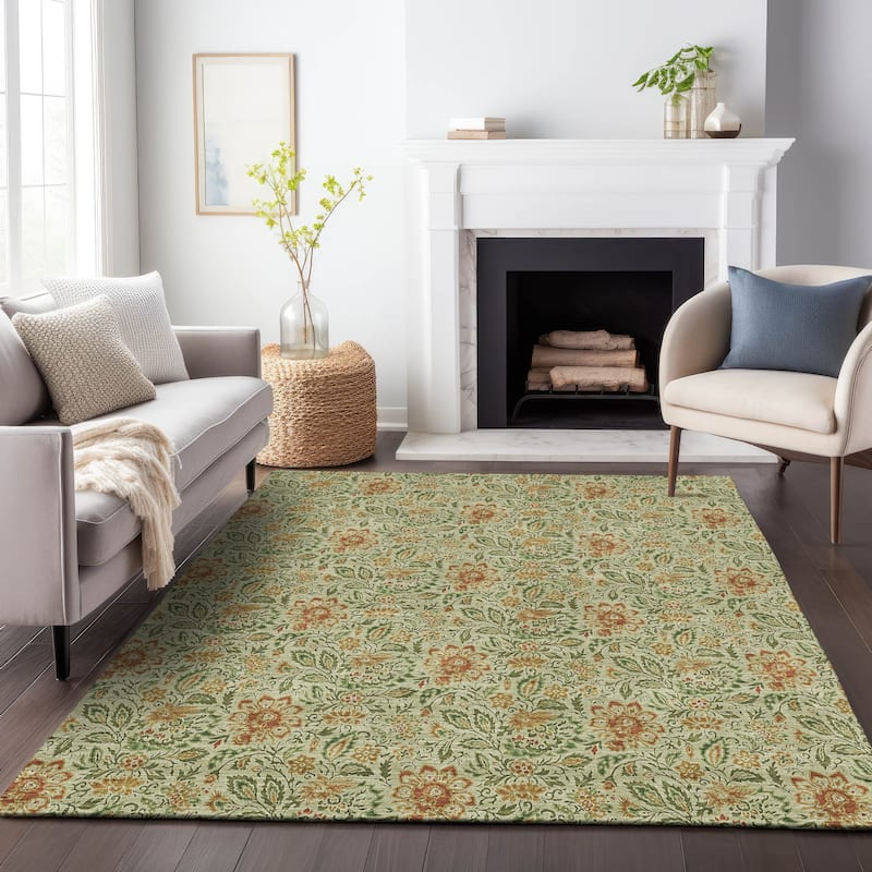 Premium Washable Super Soft Floral Mayfield Rug - Aloe - 10' x 14' - Rectangle